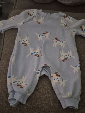 Old Navy Light Blue Puppy Print Footie